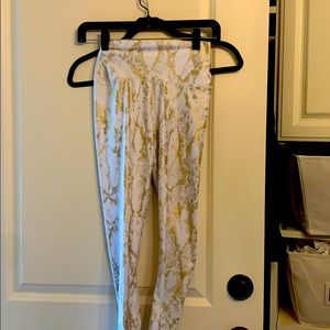 carbon38 metallic gold snake skin leggings